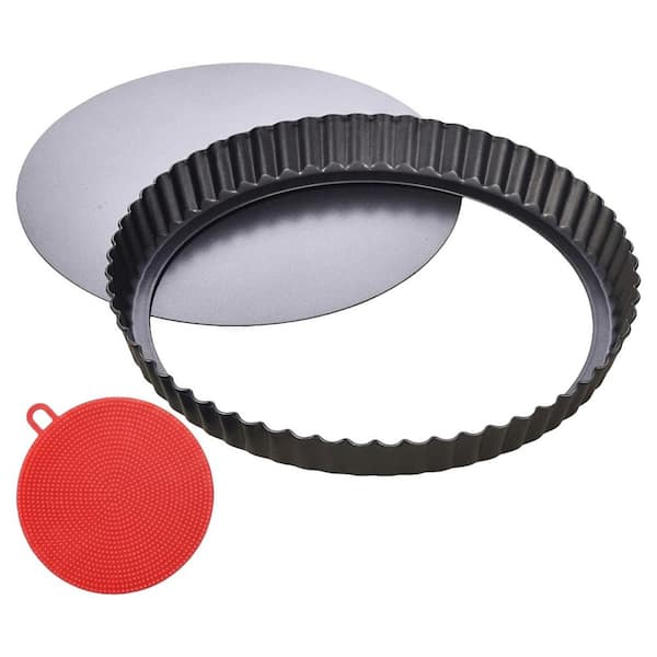 9 Inch Round Carbon Steel Non-Stick Tart Pan Removable Bottom Quiche Pie Pan with Fluted Sides for Baking