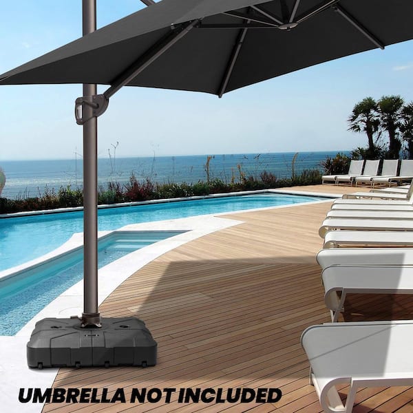 260 lbs. HDPE Patio Umbrella Base with Wheels in Black