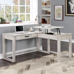 Byrdes 59 in. Antique White Lift-top Writing Desk with USB Port and Power Outlet