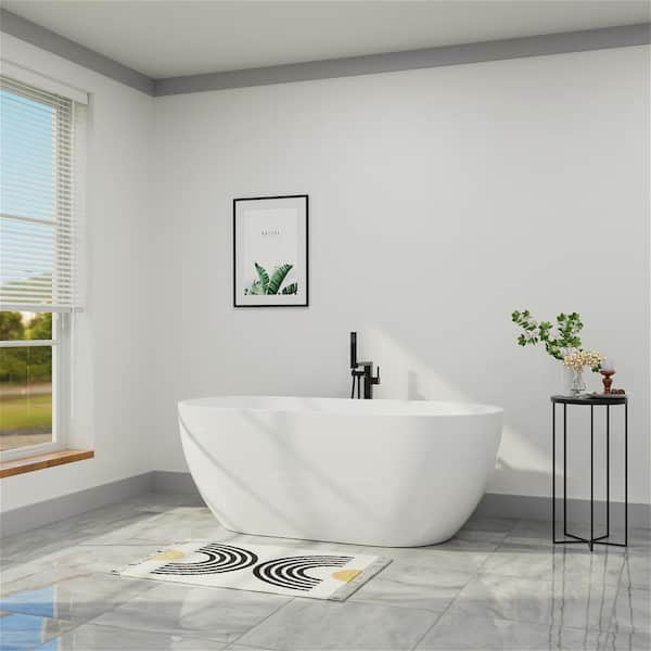 70 in. Acrylic Flatbottom Non-Whirlpool Bathtub in White Freestanding Soaking Center Drain Tubs For Men/Women/Kids