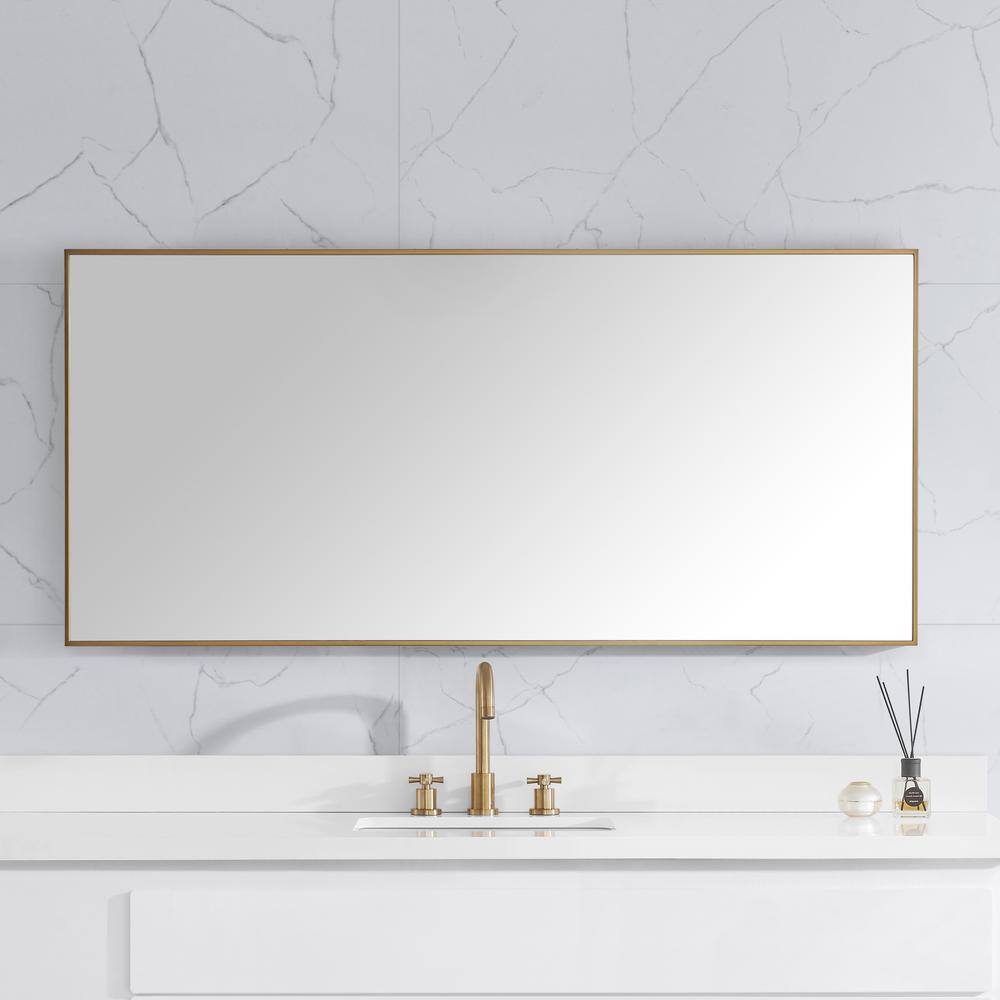 Elegant 59'' Gold Stainless Steel Framed Vanity Mirror