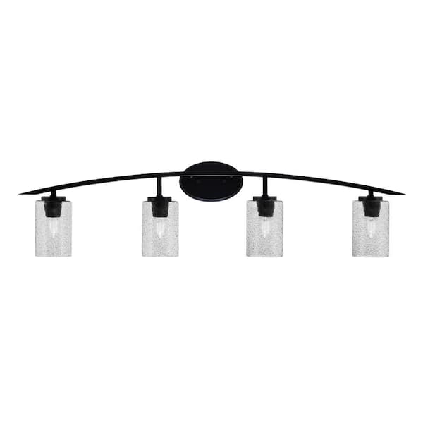 Unbranded Siena 40 in. 4-Light Matte Black Vanity-Light with 4 in. Smoke Bubble Glass Shades No Bulbs Included
