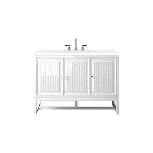 Athens 48.0 in. W x 23.5 in. D x 34.5 in. H Bathroom Vanity in Glossy White with White Zeus Quartz Top