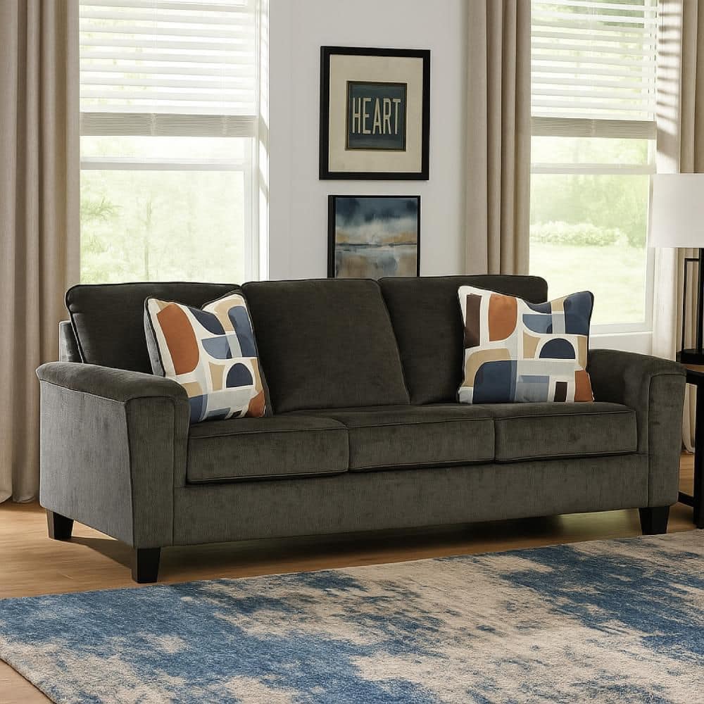 89 in. Pillow Top Arms Polyester Rectangular Upholstered Sofa in Dark Gray price history on PriceWatchPro