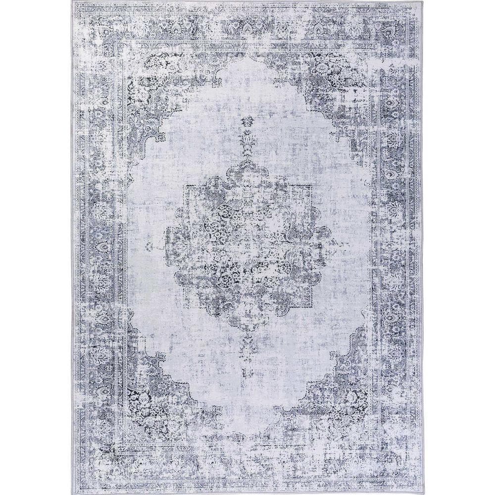 AndMakers Mighty Curae Nigella Multi-Coloured 4 ft. x 6 ft. Traditional Bohemian Distressed Abstract Polyester Area Rug, Multi-Colored