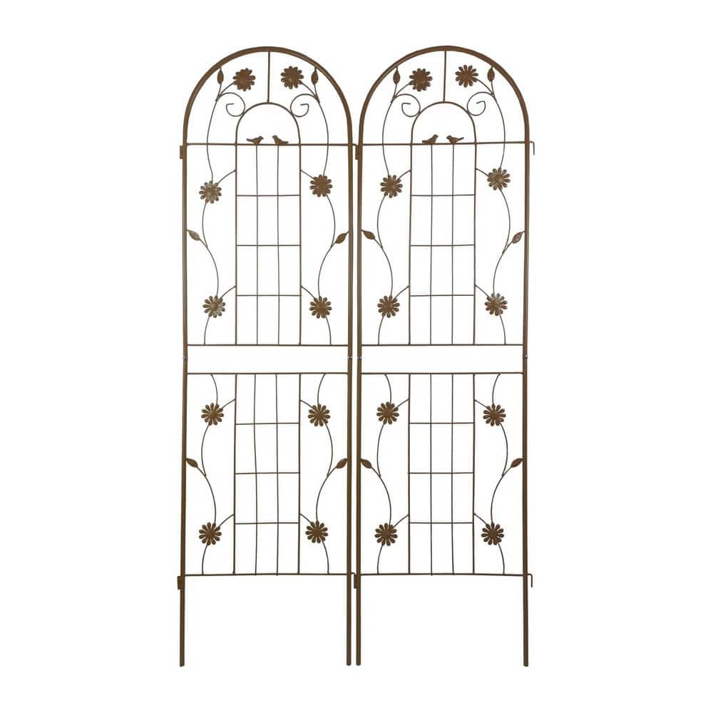 Brown 71 in. Outdoor Metal Rustproof Trellis Flower Support 2-Packs, for Ga