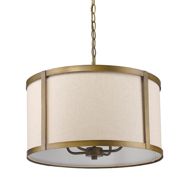 Acclaim Lighting Jessica Indoor 4-Light Raw Brass Pendant with Fabric Shade