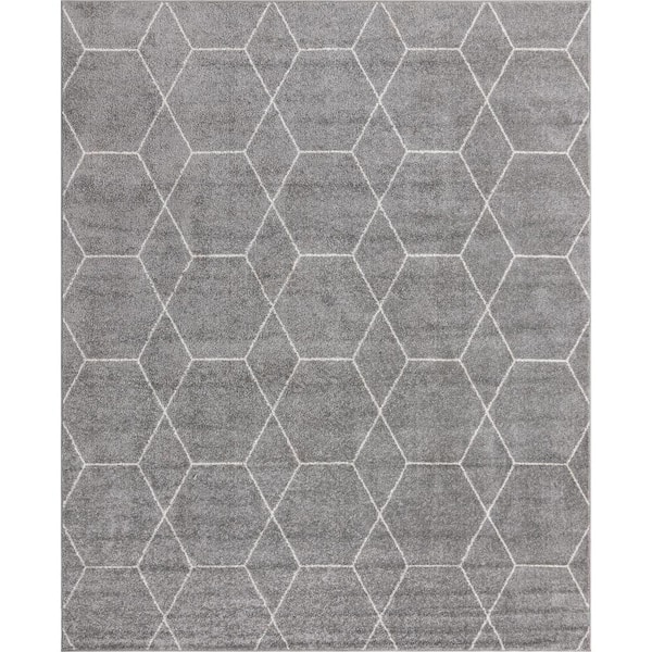 StyleWell Trellis Frieze Light Gray/Ivory Gray 8 ft. x 10 ft.Geometric Area Rug