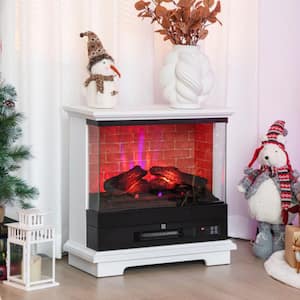 27 in. 1400-Watt Freestanding Electric Fireplace CSA Certificated Fireplace Stove with 3-Level Flame Thermostat in White