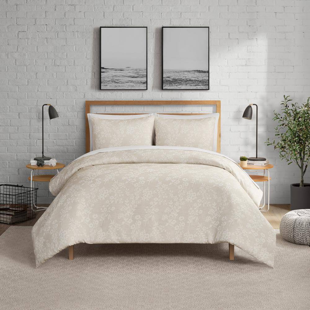 King Beige Microfiber Comforter Set with Floral Jacquard