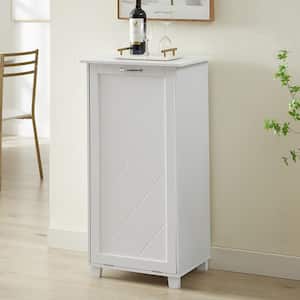Kitchen Trash Bin Cabinet White Wood 14.96 in. Buffet Sideboard Dog Proof Garbage Can with Holder and Air purification