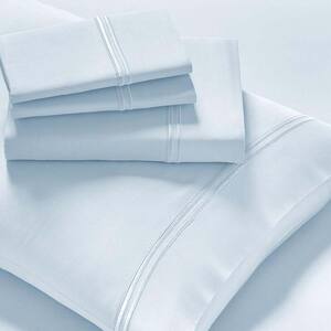 Sateen Cotton Light Blue Queen Pillowcases (Set of 2)