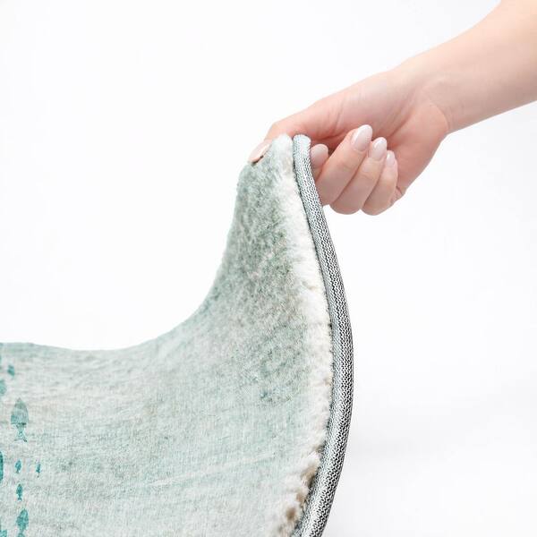 Dream Shag Premium Machine Washable Abstract ADS627 Teal 2 ft. x 3 ft. Accent Rug