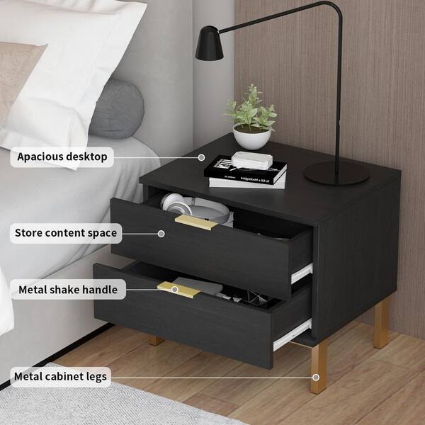 Bedside Side Table Wooden 2 Drawer Removable Legs Storage Decor Furniture White 
