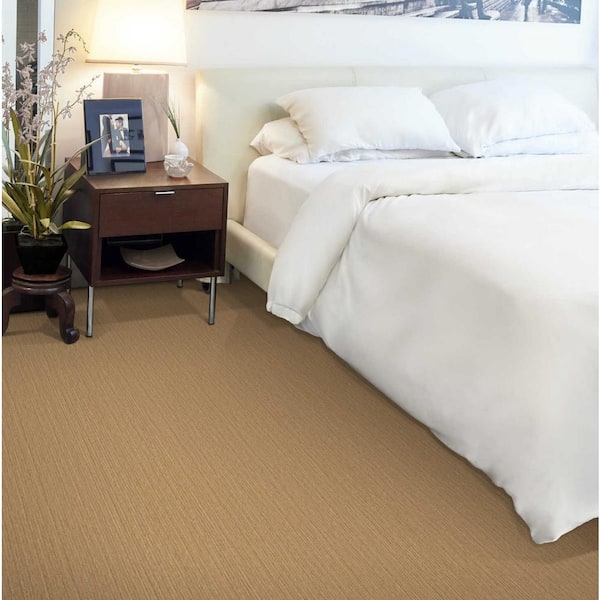 Supreme Beige/Green 13.9 ft. 71 oz. Wool Texture Installed Carpet