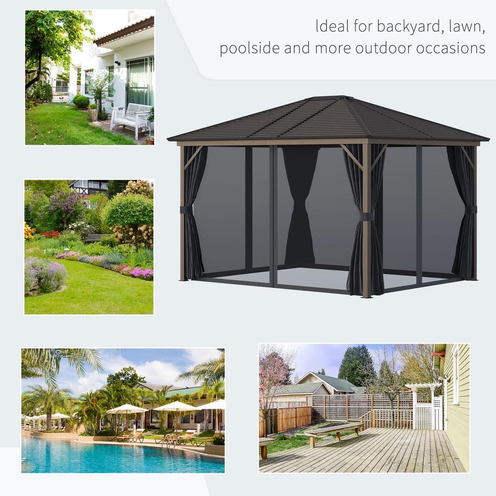 Dark Gray 10' x 12' Aluminum Frame Hardtop Gazebo