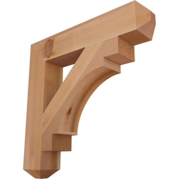 Ekena Millwork 3.5 in. x 22 in. x 22 in. Western Red Cedar Merced Craftsman Smooth Bracket
