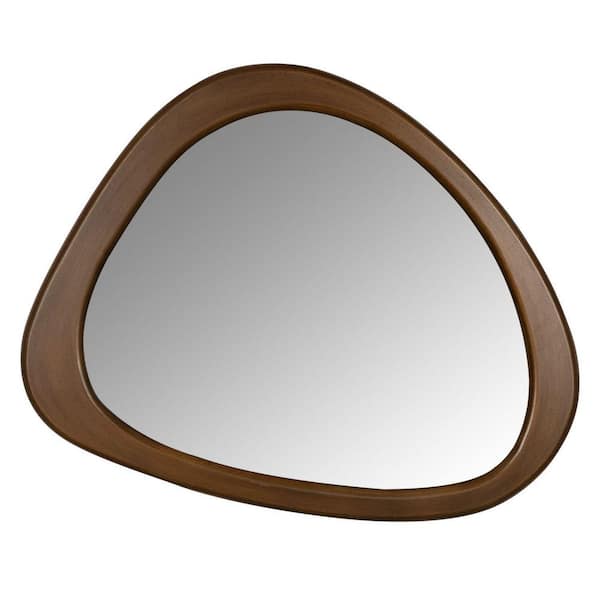 HomeRoots Victoria 17.5 in. H x 21.5 in. W Modern Irregular Wood Dark Natural Wood Framed Decorative Mirror