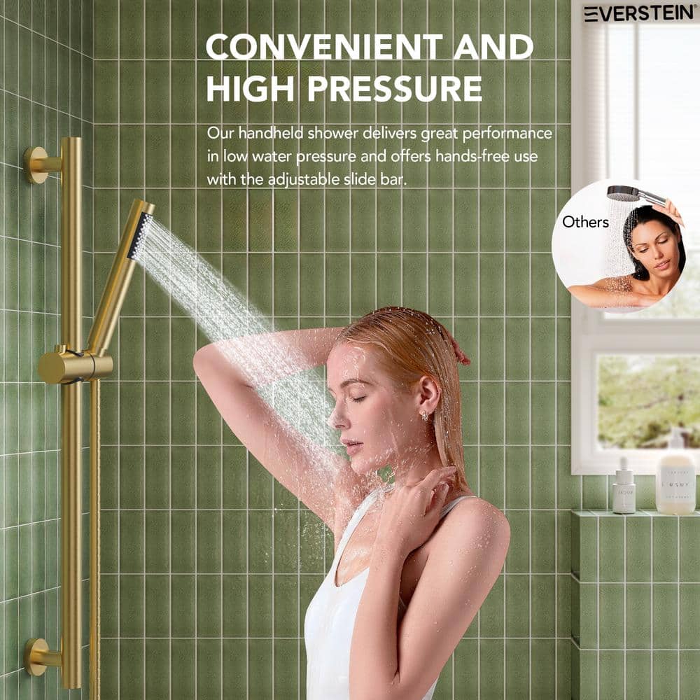 Brushed Gold 10" Rainfall Shower System with Handheld