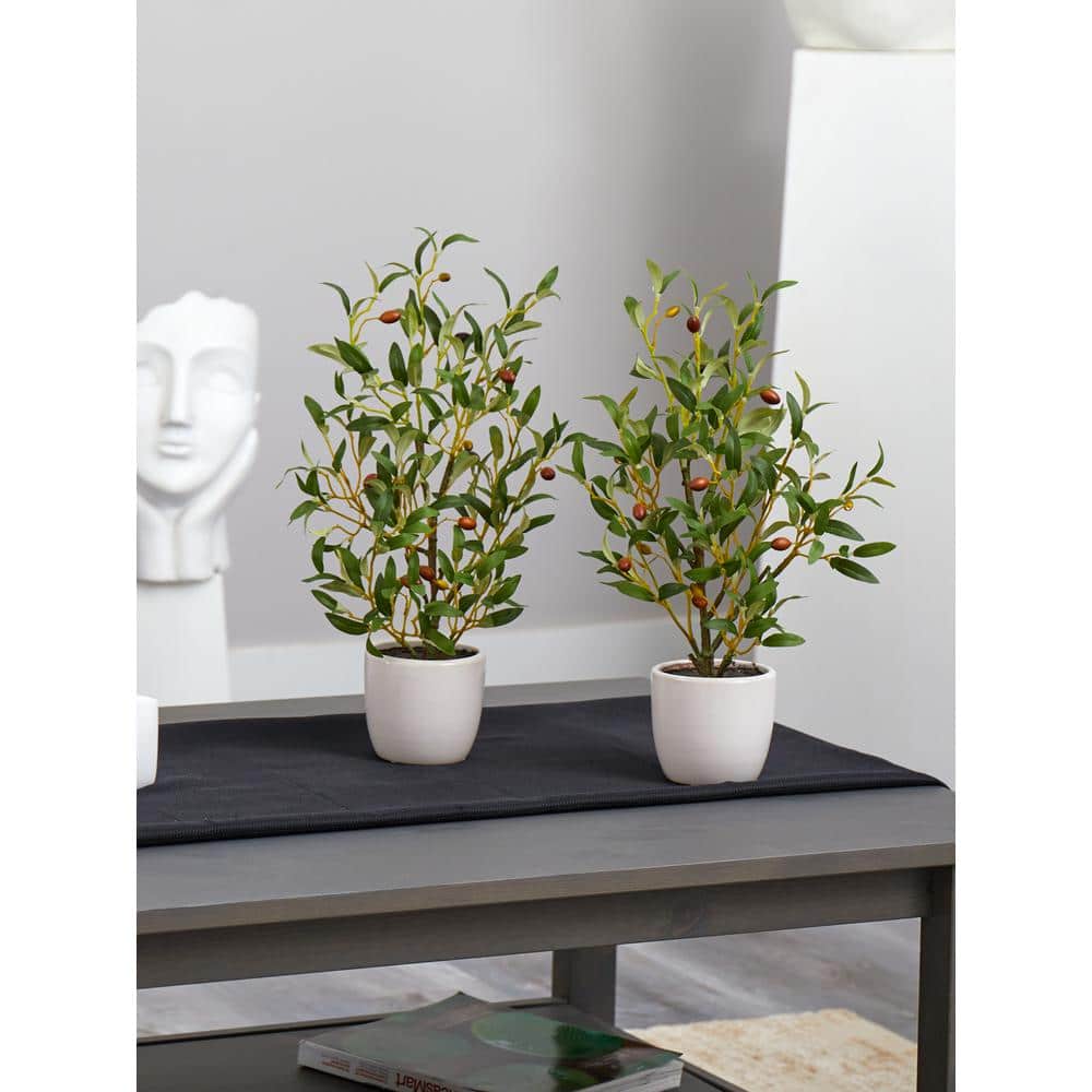Mediterranean Elegance 21" Silk Olive Tree Tabletop Centerpiece