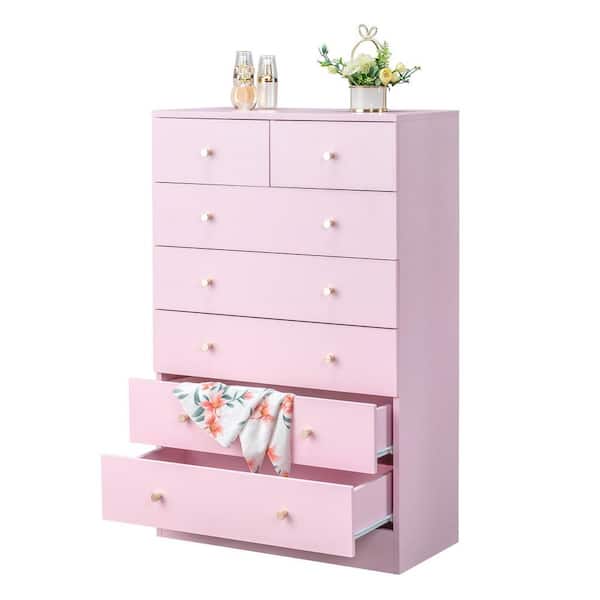 Pink 7-Drawer 25. 98 in. Wide Chest of Drawers