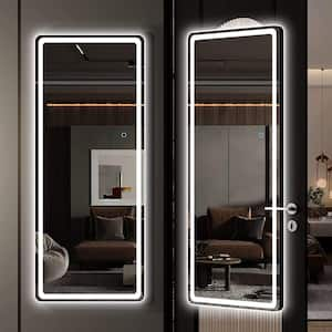 16 in. W x 44 in. H Rectangle Frame LED Full Body Wall Mounted Black Mirror