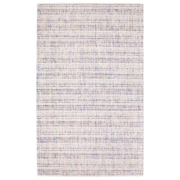 5' X 8' Ivory Blue And Yellow Striped Hand Tufted Area Rug