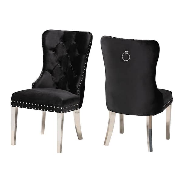 Baxton Studio Honora Black and Silver Dining Chair (Set of 2)
