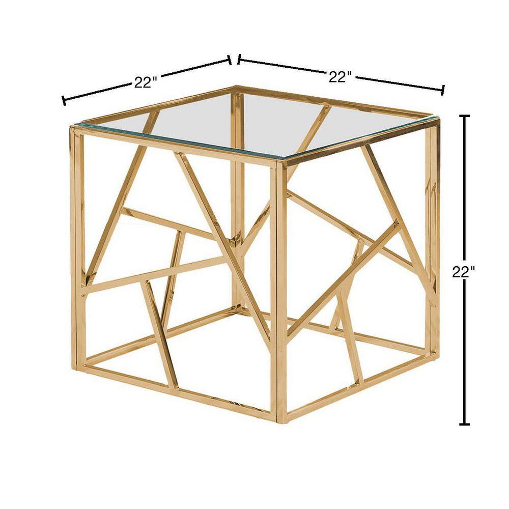 Morganna Gold Stainless Steel and Glass Square End Table