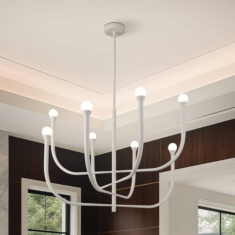 Dahlia 36 in. 8-light Plaster White Chandelier with Opal Glass Shades price history on PriceWatchPro