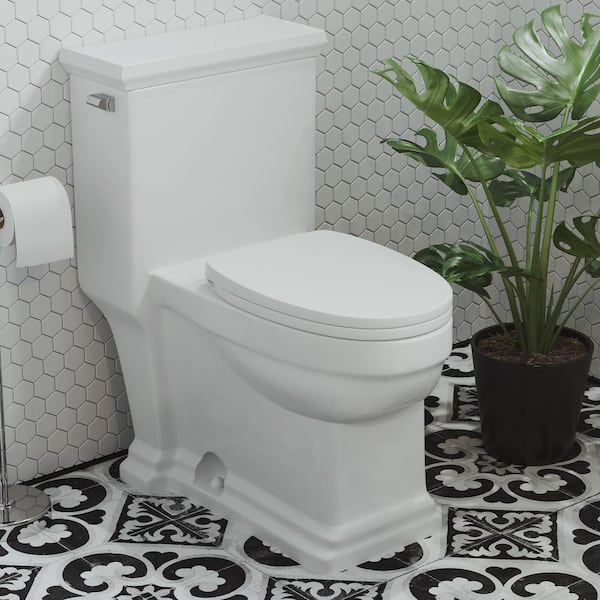 Swiss Madison Voltaire 1-Piece 1.28 GPF Single Flush Elongated Toilet in White, Seat Included