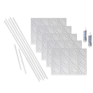 Traditional 4 18 in. x 24 in. Matte White Vinyl Decorative Wall Tile Backsplash 15 sq. ft. Kit