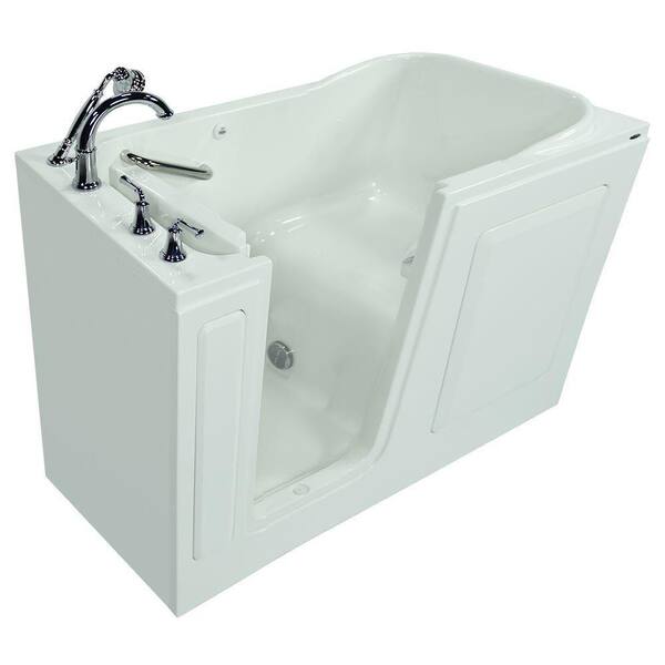 American Standard Gelcoat 5 ft. Walk-In Soaker Bathtub with Left-Hand Quick Drain and Cadet Right-Height Toilet in White