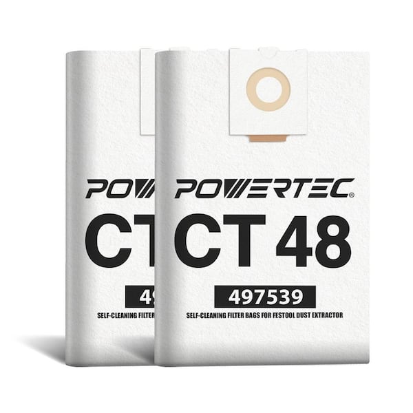 ‎POWERTEC Shop Vacuum Bags for Festool CT 48 Dust Extractor, for 497539 Selfclean Filter Bag Replacement Fleece Vacuum Bag 10-Pack