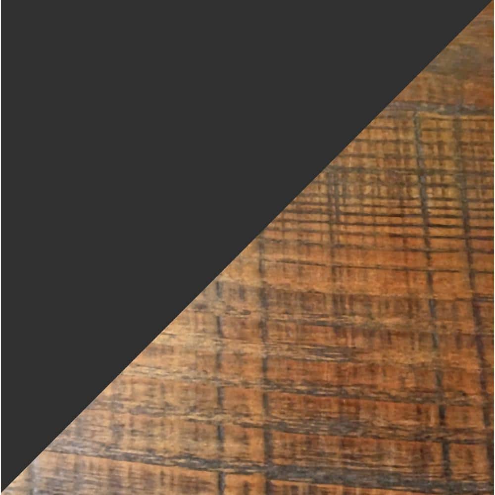Pomona 36" Black Metal and Solid Wood Wall Shelf
