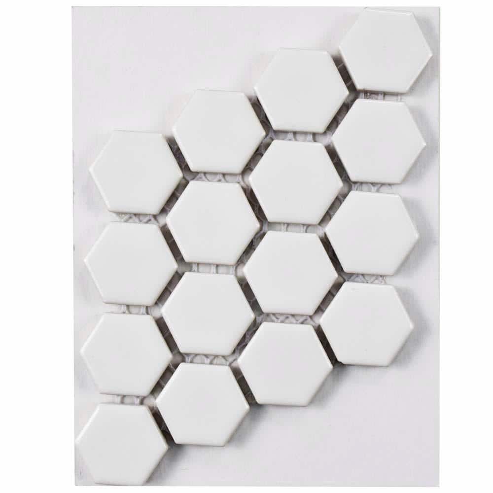 Metro 1 in. Hex Glossy White 6 in. x 6 in. Porcelain Mosaic Take Home Tile Sample price history on PriceWatchPro