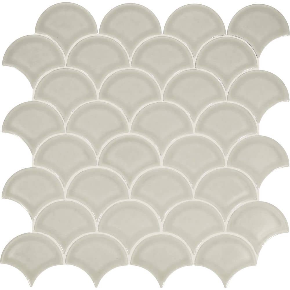 Revalia Remix Graceful Greige 13 in. x 13 in. Glossy Ceramic Fan Mosaic Wall Tile (10.2 sq. ft. /case) price history on PriceWatchPro