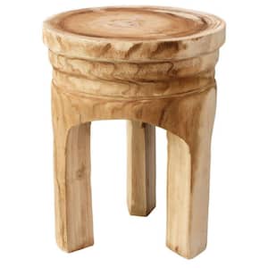 13.5 in. Brown Round Wood end table with 3-Leg Base