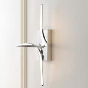 Sketch 9 in. Chrome Minimalist Metal Integrated LED Vanity Light Sconce