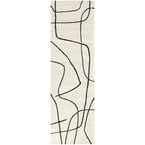 Descartes Charcoal 2 ft. x 10 ft. Abstract Runner Rug
