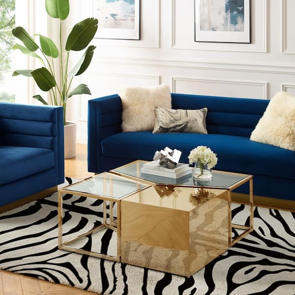 Square gold and on sale glass coffee table