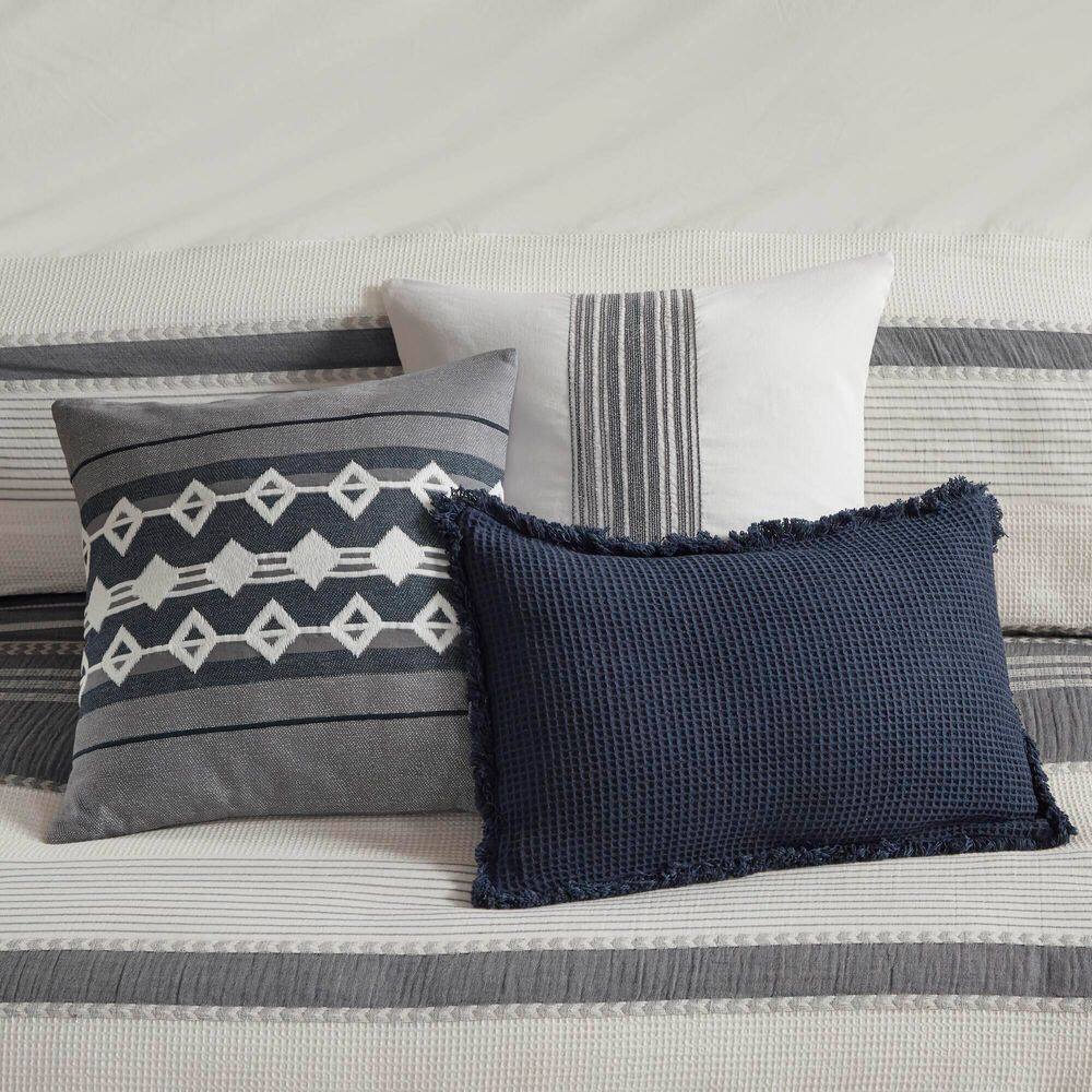 Murphy Full Blue Cotton Jacquard Comforter Set
