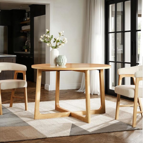 Walker Edison Furniture Company Modern Natural Solid Wood 47 in. Cross Legs Dining Table with Geometric Leg Design (Seats 4)