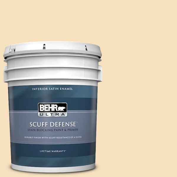 BEHR ULTRA 5 gal. #310E-2 Stable Hay Extra Durable Satin Enamel Interior Paint & Primer