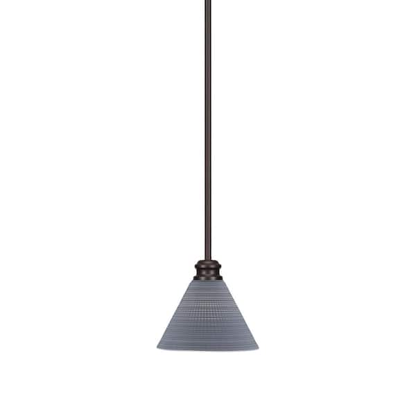 Unbranded Albany 60-Watt 1-Light Espresso Shaded Pendant Light with Gray Matrix Glass Shade, No Bulbs Included