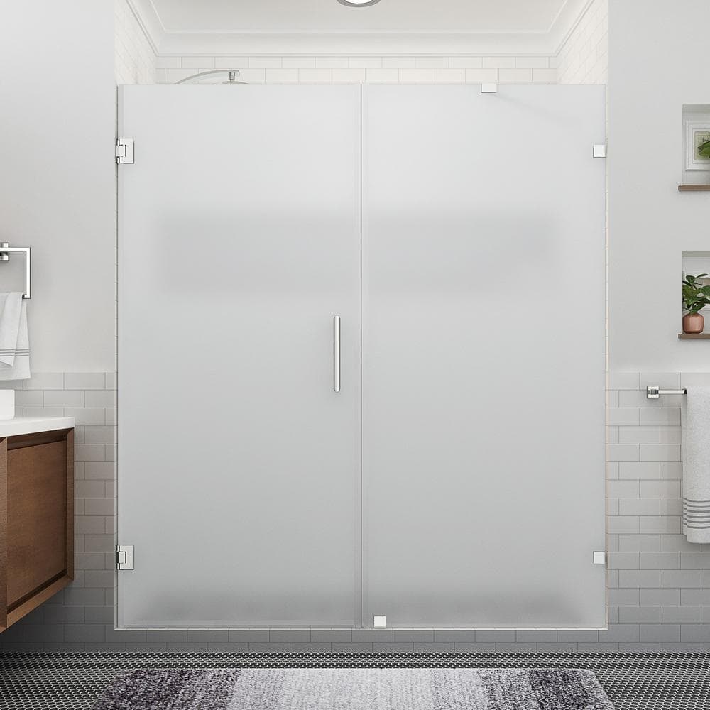 Nautis XL 72" Frameless Shower Door with Frosted Glass and Chrome Finish