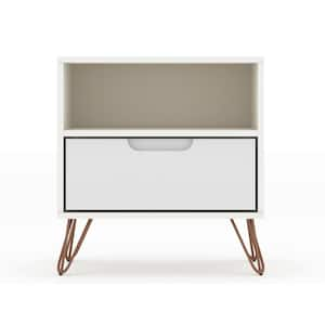 Intrepid 1.0 1-Drawer White Mid-Century Modern Nightstand