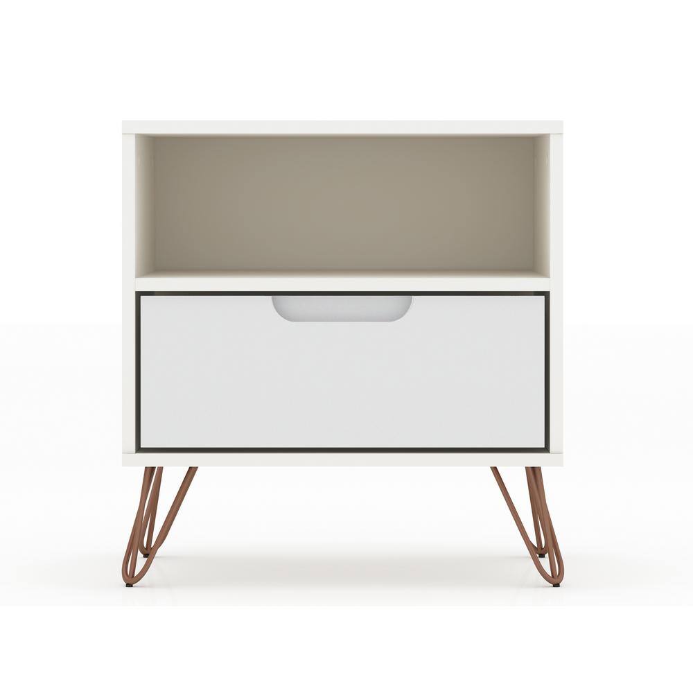 Set of 2 Gray 1-Drawer Nightstands with Hairpin Legs