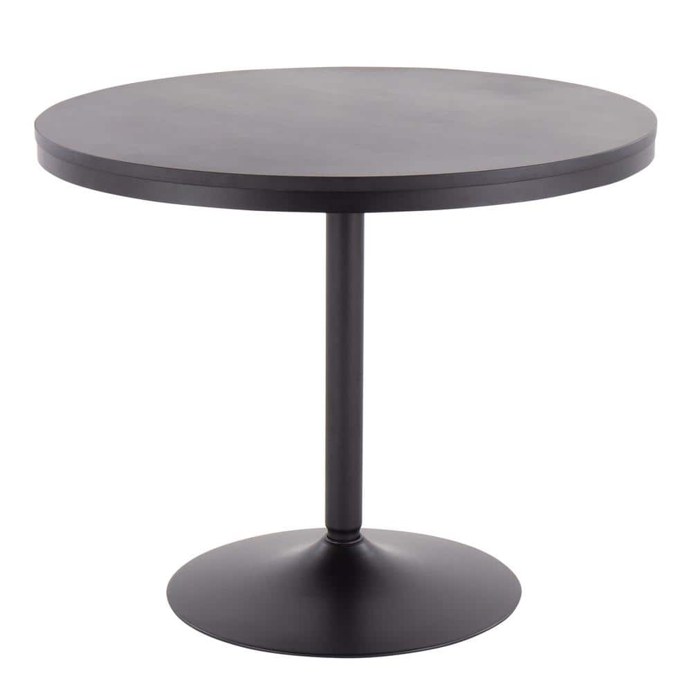 36" Dakota Black Distressed Wood & Metal Round Dining Table