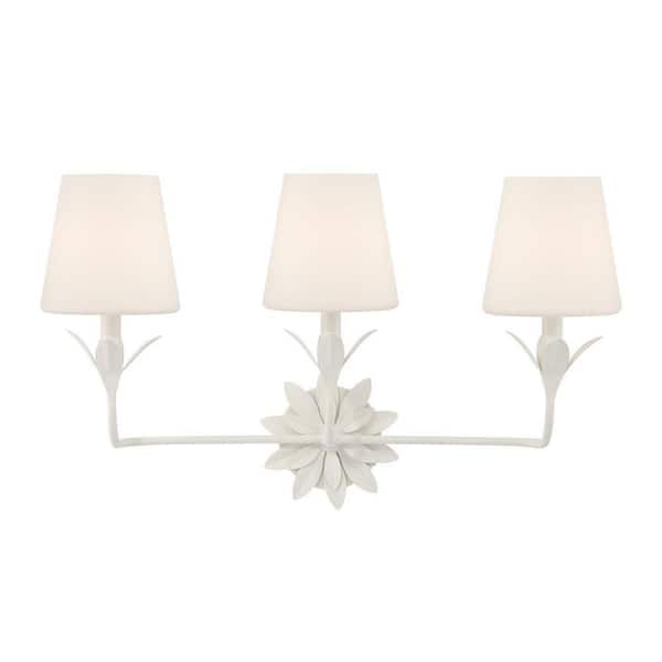 25 Broche 3 Light Matte White Bathroom Vanity